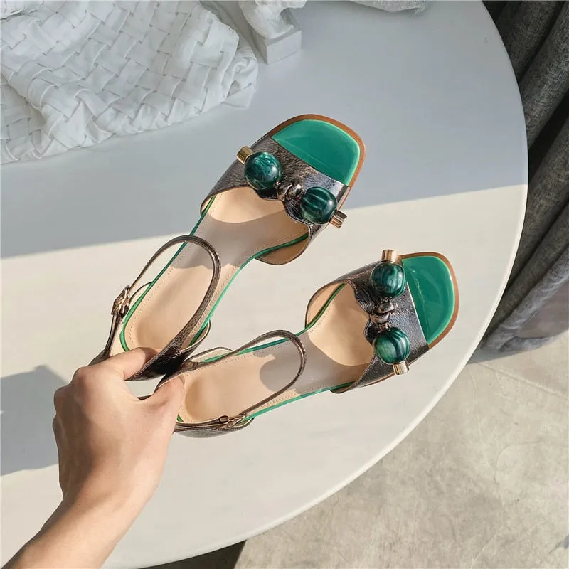 Fashion Multicolour Sandals Genuine Leather