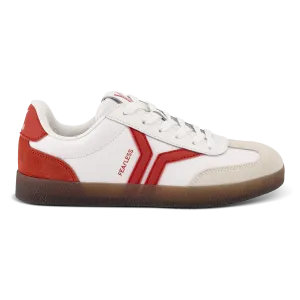 Fearless Womens Sneaker in white leather with neon flare wing