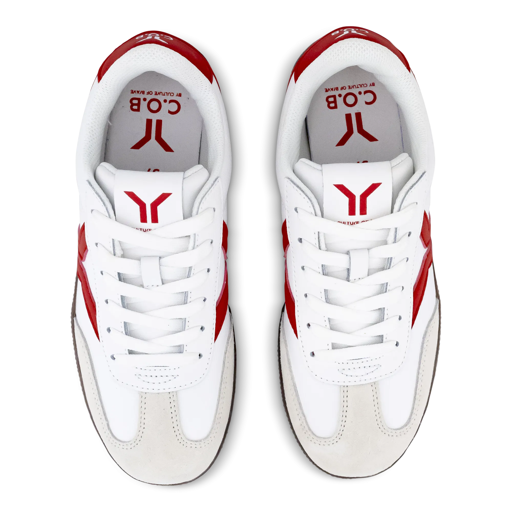 Fearless Womens Sneaker in white leather with neon flare wing