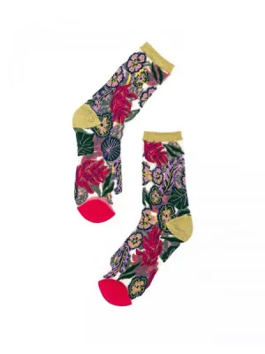 Festive Floral Sheer Crew Sock - U.S. W5.5-10