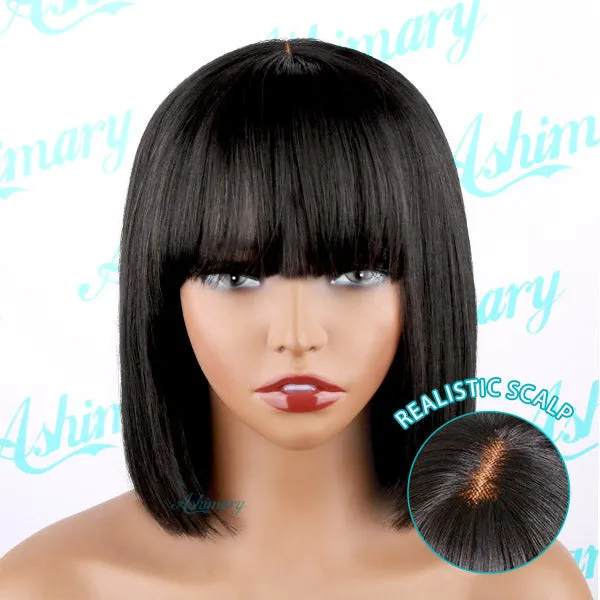 Flash Sale Short Bangs Bob Wig With Minimalist Undetectable HD Lace