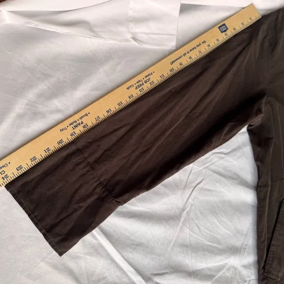FLAX Brown Button Up Jacket Ruffle Collar 100% Cotton Lagenlook Minimalist baggy
