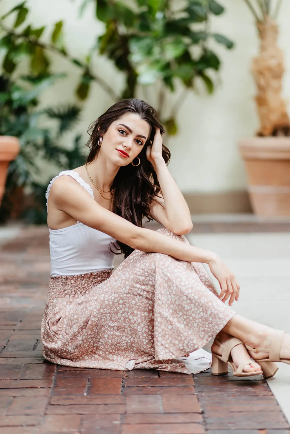 Floral Midi Skirt for Women in Pink | NS16762H8-DUSTYPINK