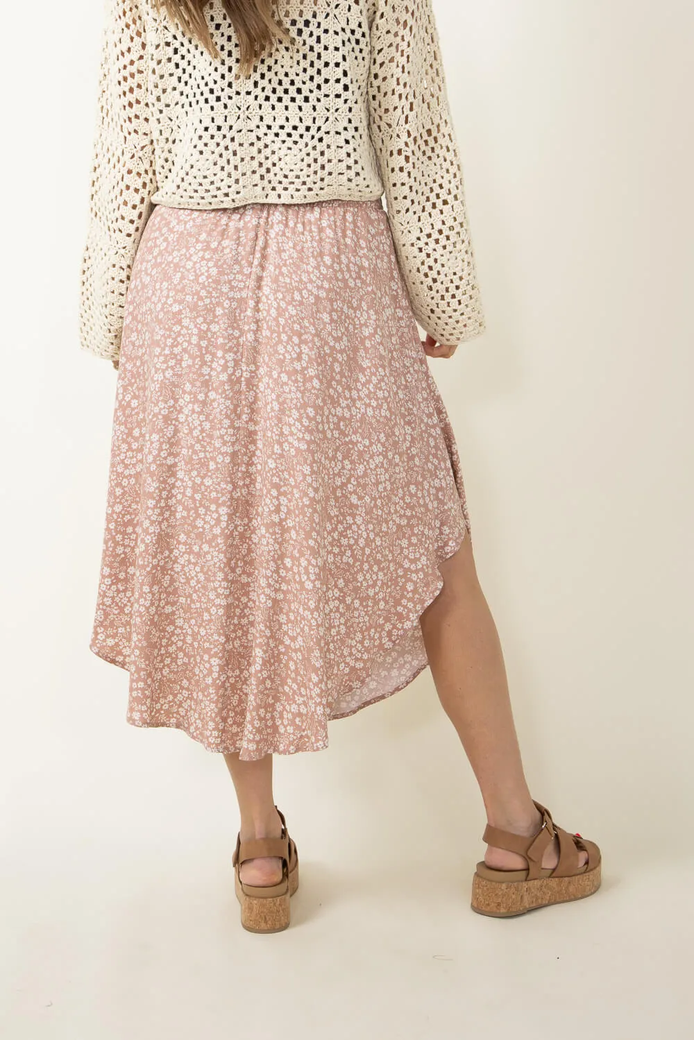 Floral Midi Skirt for Women in Pink | NS16762H8-DUSTYPINK