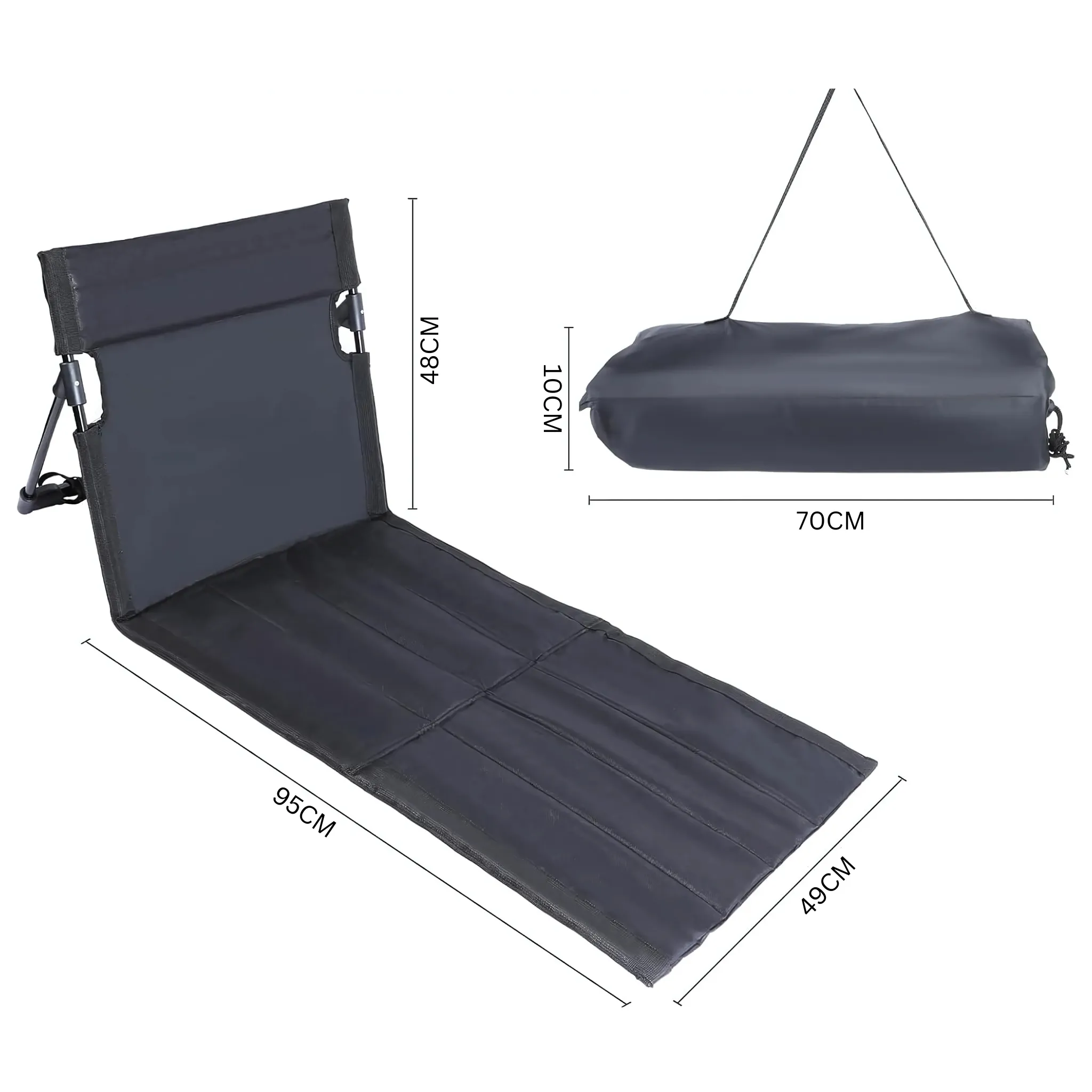 Folding Chair Outdoor Camping Backrest Lightweight Portable Beach Picnic Hiking Chair Black