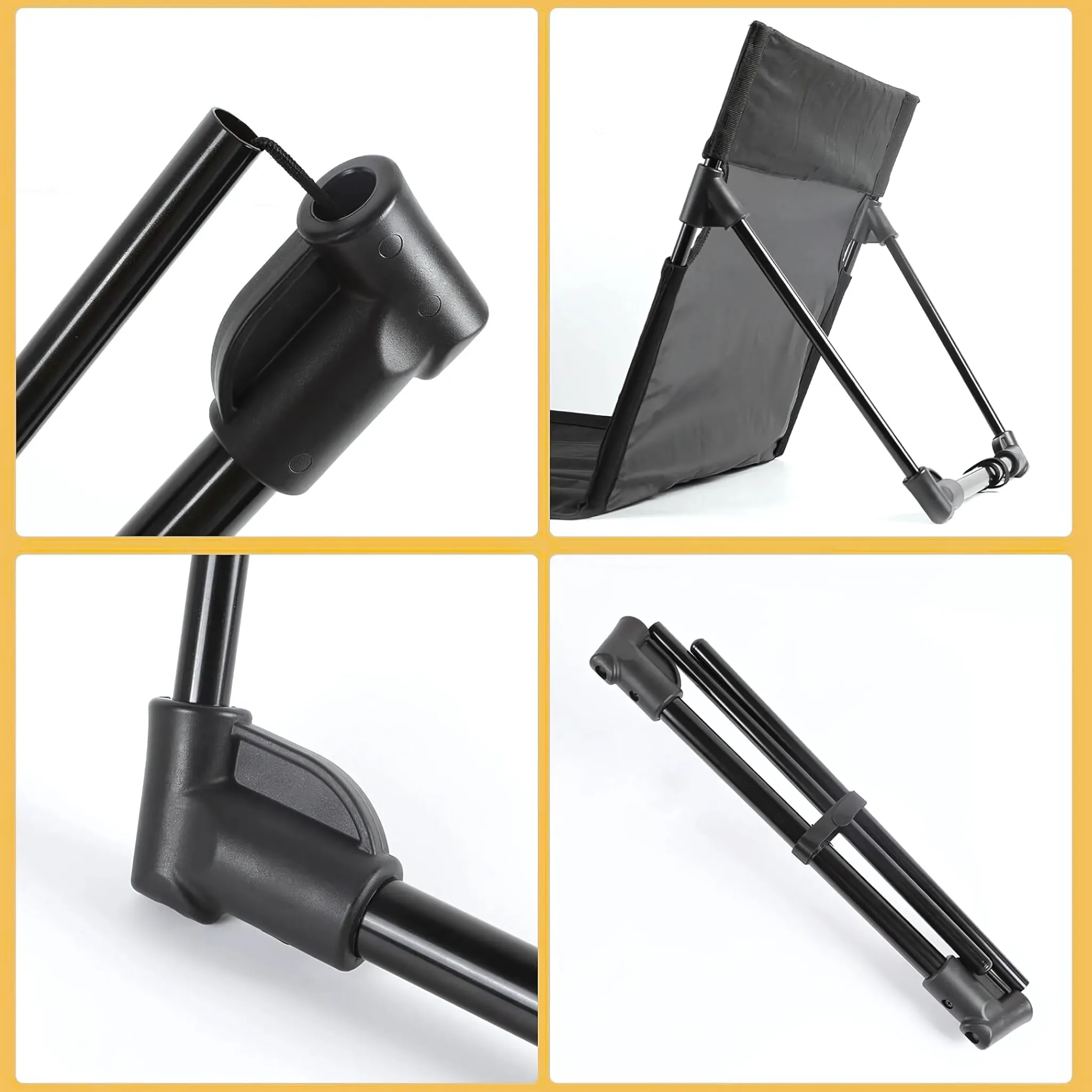 Folding Chair Outdoor Camping Backrest Lightweight Portable Beach Picnic Hiking Chair Black