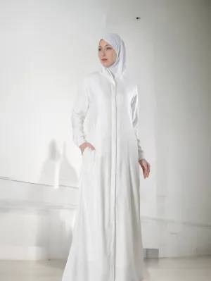 Front Open Button-Down Hajj & Umrah Abaya in Crepe Fabric