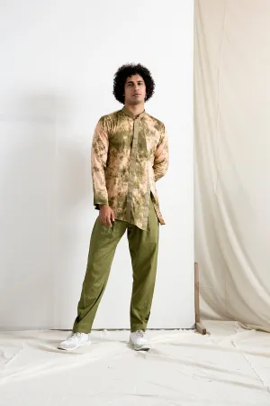 Galen - Tie & Dye Asymmetric Panelled Kurta with Pant Set