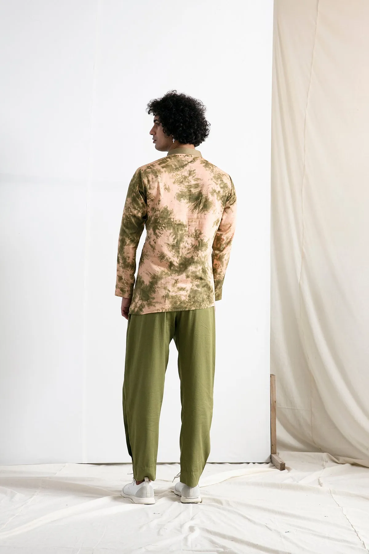 Galen - Tie & Dye Asymmetric Panelled Kurta with Pant Set