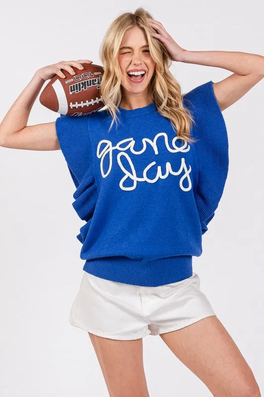 Game Day Ruffle Sweater Top