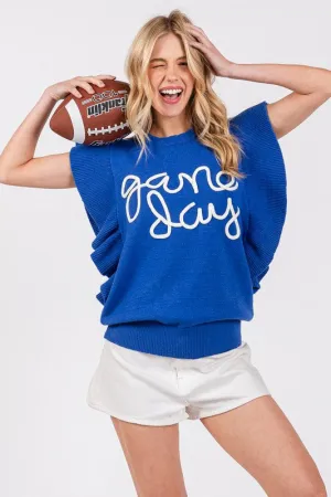 Game Day Ruffle Sweater Top