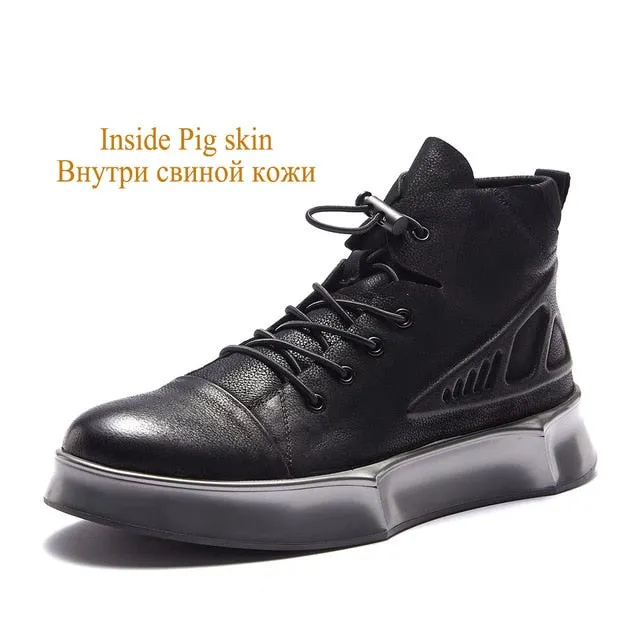 Genuine Leather Boots Men  Martins Boot Men Shoes Luxury Brand Formal Shoes Men Fashion Winter Shoes Men Fur