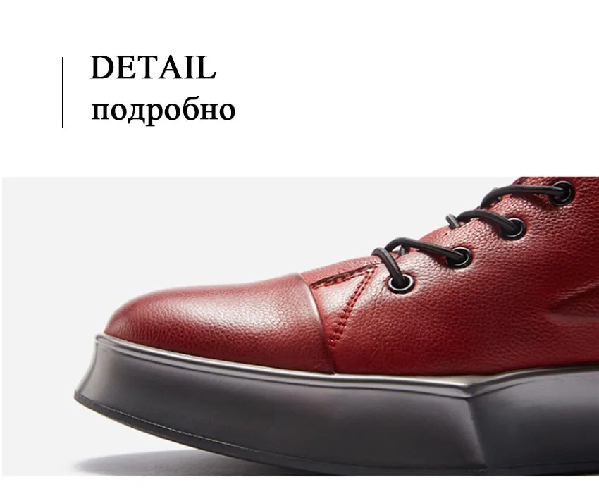 Genuine Leather Boots Men  Martins Boot Men Shoes Luxury Brand Formal Shoes Men Fashion Winter Shoes Men Fur