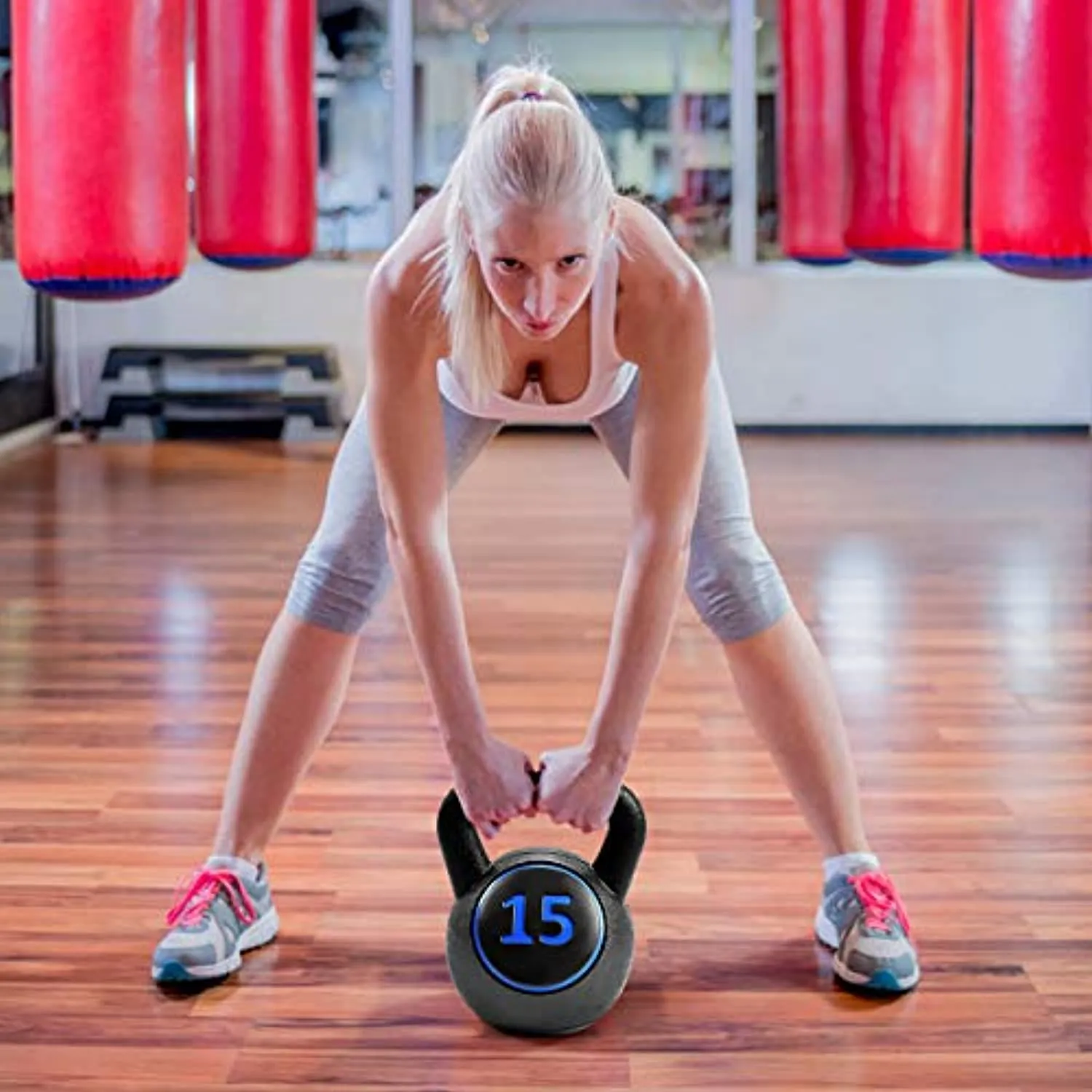 Giantex 3-Piece Kettlebell Weights Set, Weight Available 5,10,15 lbs, HDPE Kettlebell for Strength and Conditioning, Fitness and Cross-Training, Black