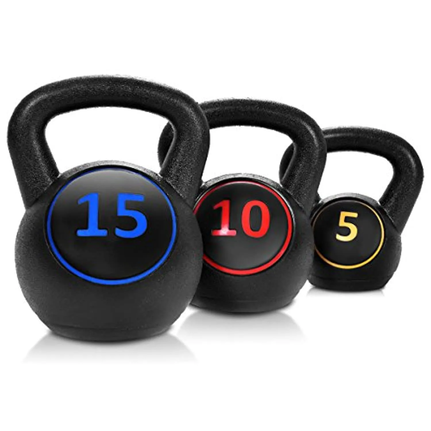 Giantex 3-Piece Kettlebell Weights Set, Weight Available 5,10,15 lbs, HDPE Kettlebell for Strength and Conditioning, Fitness and Cross-Training, Black
