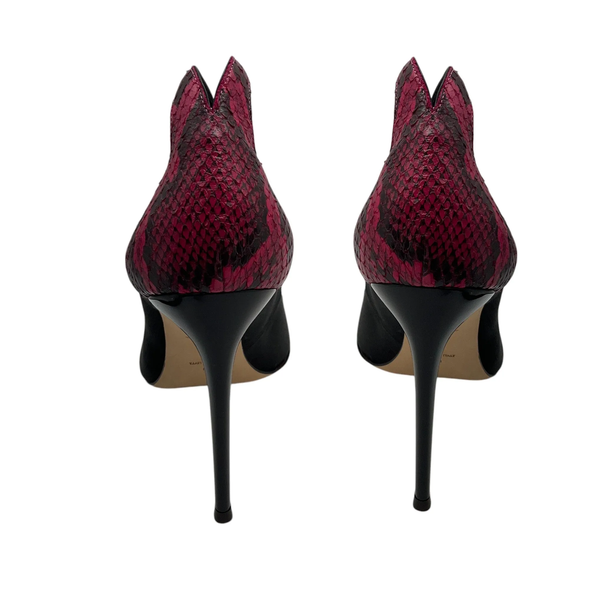 Giuseppe Zanotti Black / Pink Snakeskin Leather Trimmed Satin Pumps