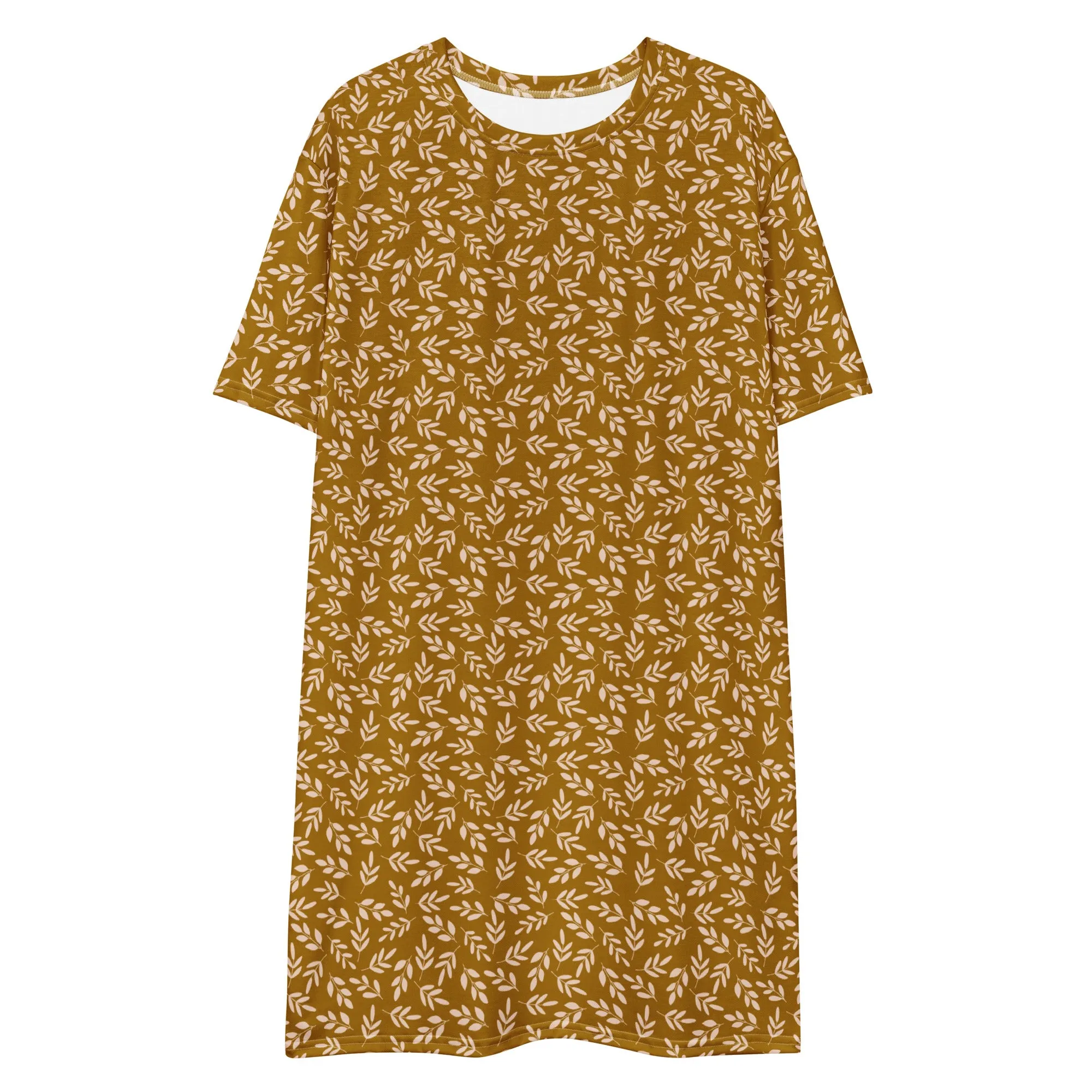 Gold Leaves T-Shirt Dress