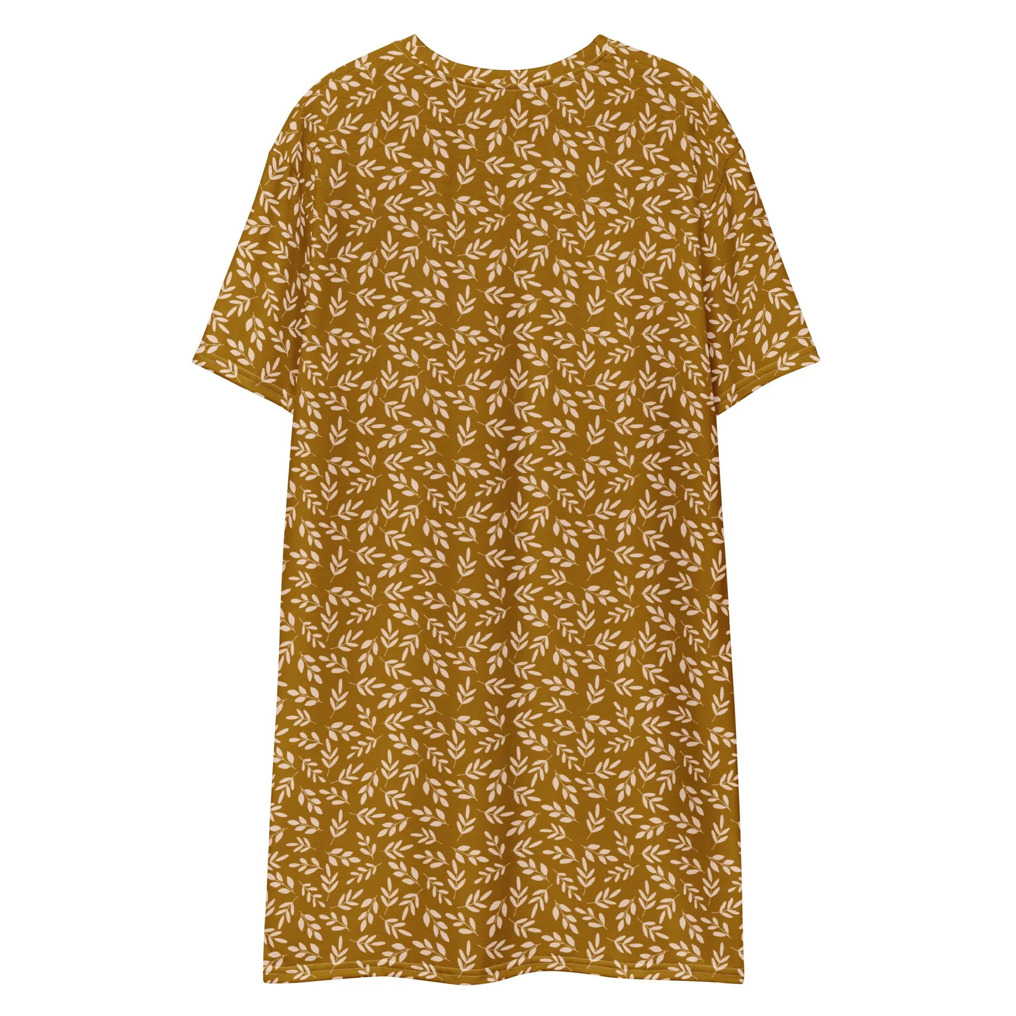 Gold Leaves T-Shirt Dress