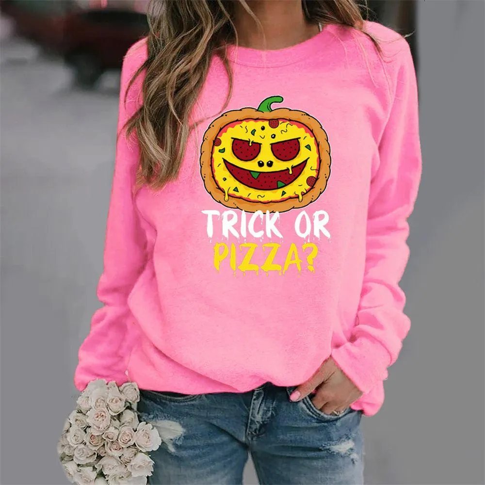 Graphic long Sleeve Shirts Trick Or Pizza
