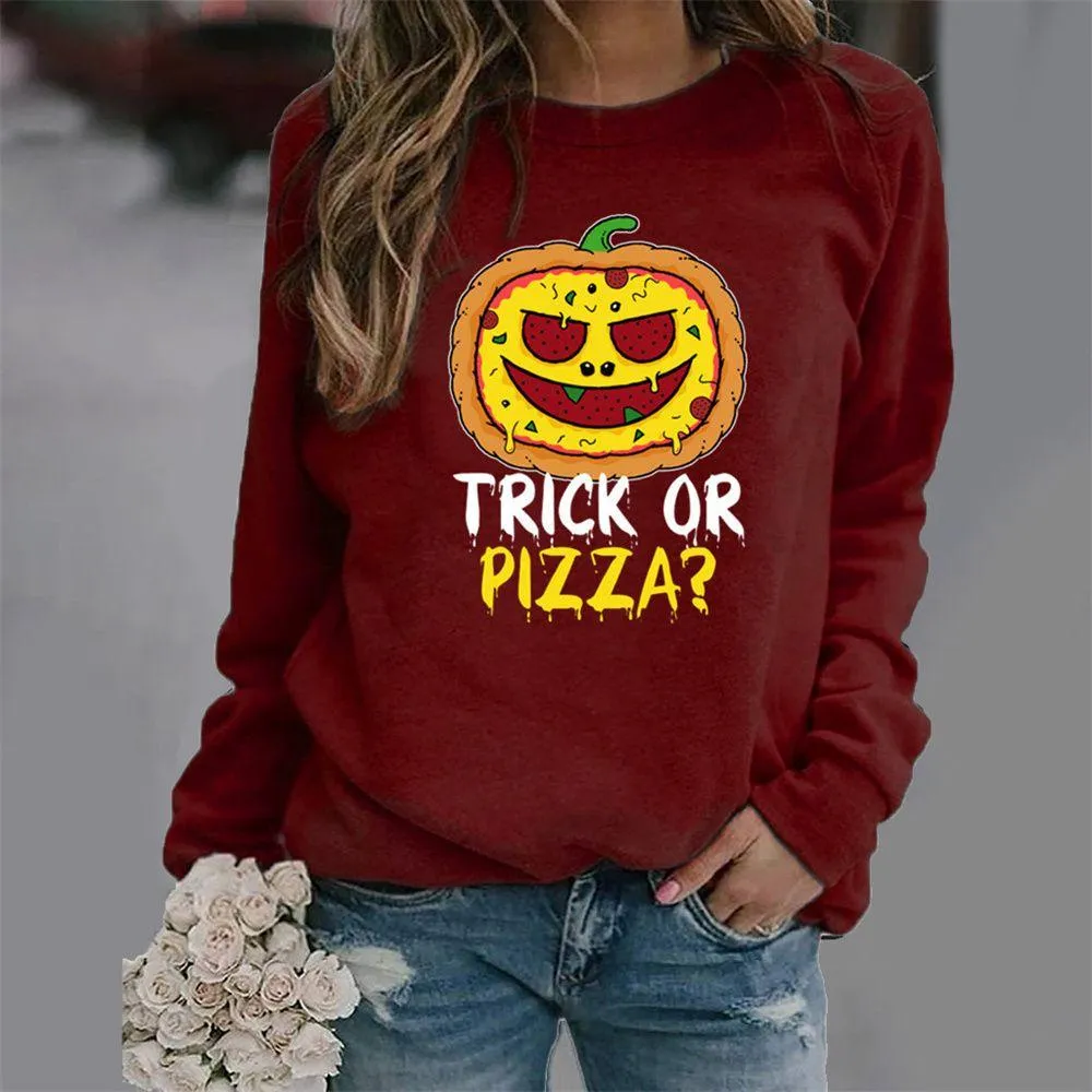 Graphic long Sleeve Shirts Trick Or Pizza