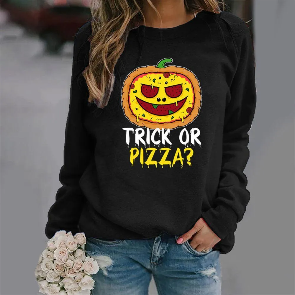 Graphic long Sleeve Shirts Trick Or Pizza