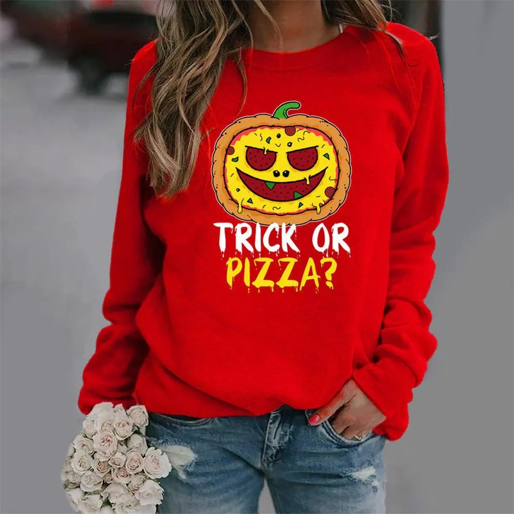 Graphic long Sleeve Shirts Trick Or Pizza