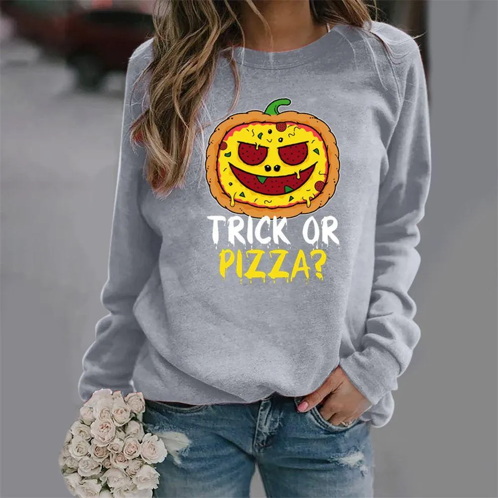 Graphic long Sleeve Shirts Trick Or Pizza