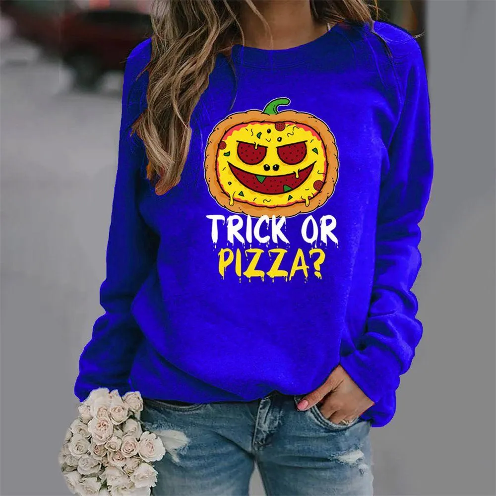 Graphic long Sleeve Shirts Trick Or Pizza
