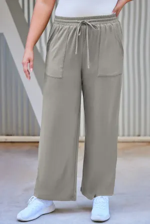 Gray Plus Size Pocketed Wide Leg Pants