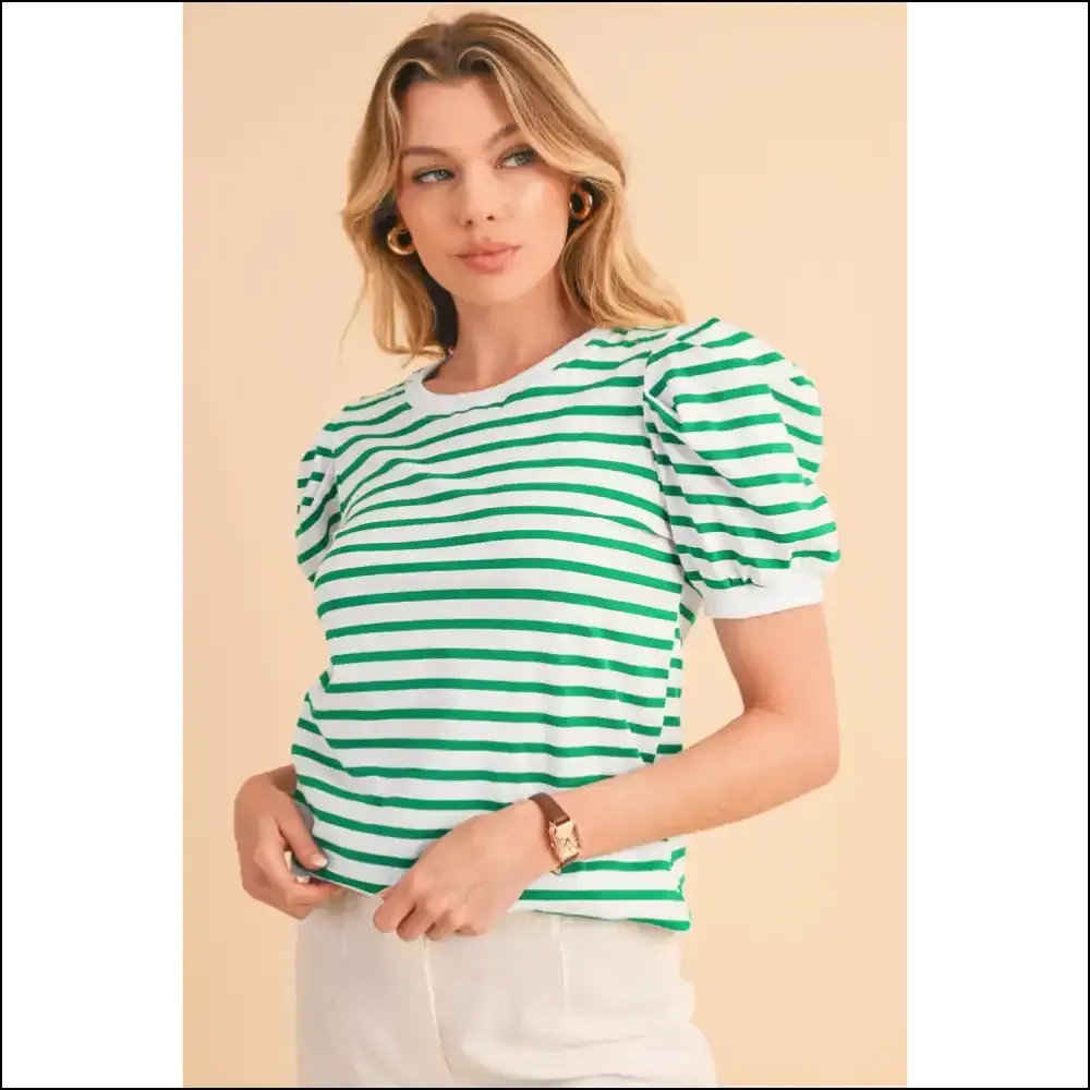 Green Stripe Puff Tee: Classy  (and Comfy!)