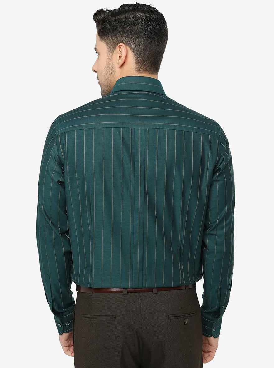 Green Striped Slim Fit Formal Shirt | JadeBlue