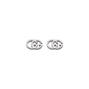 Gucci White Gold Running G Stud Earrings