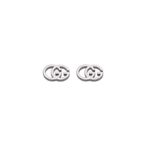 Gucci White Gold Running G Stud Earrings