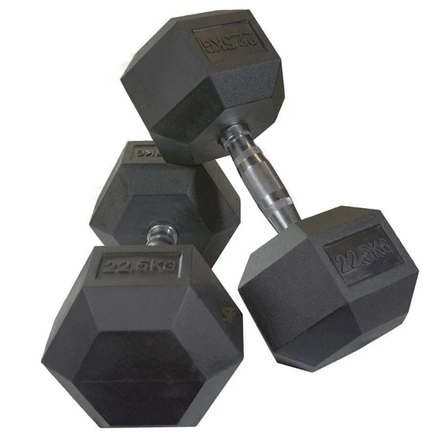 Gymzey Rubber Hex Dumbbells 1kg - 30kg