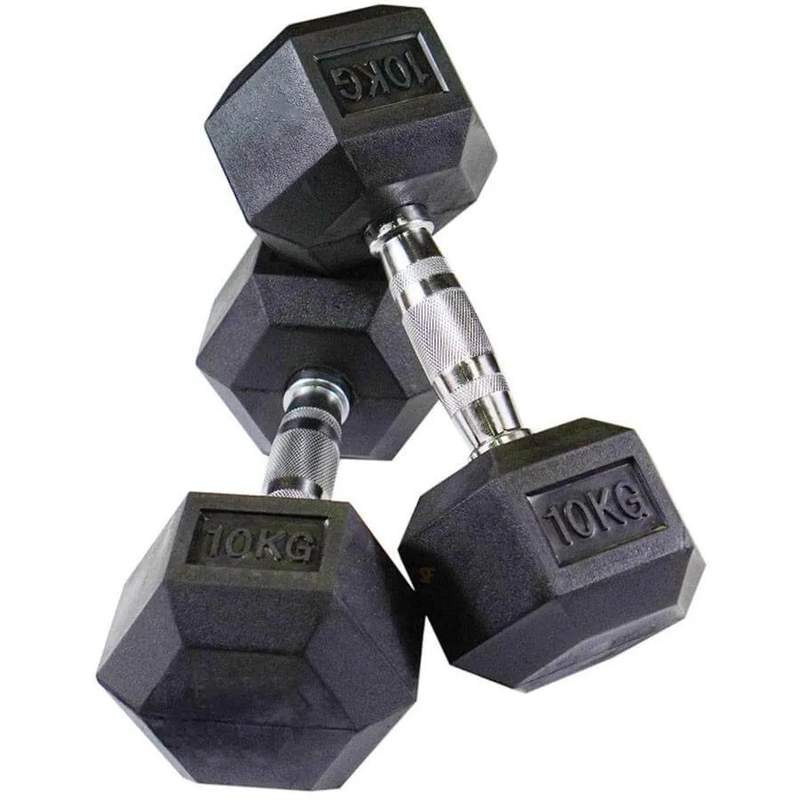 Gymzey Rubber Hex Dumbbells 1kg - 30kg