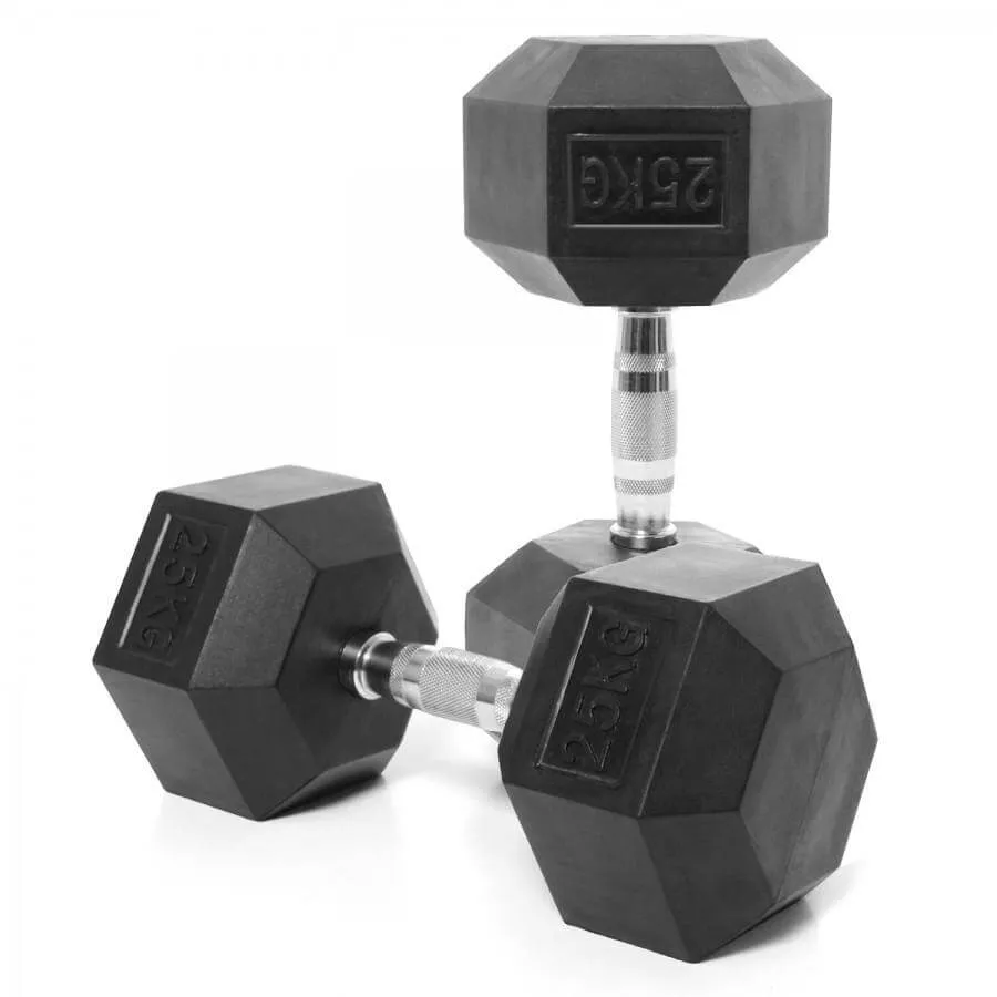 Gymzey Rubber Hex Dumbbells 1kg - 30kg