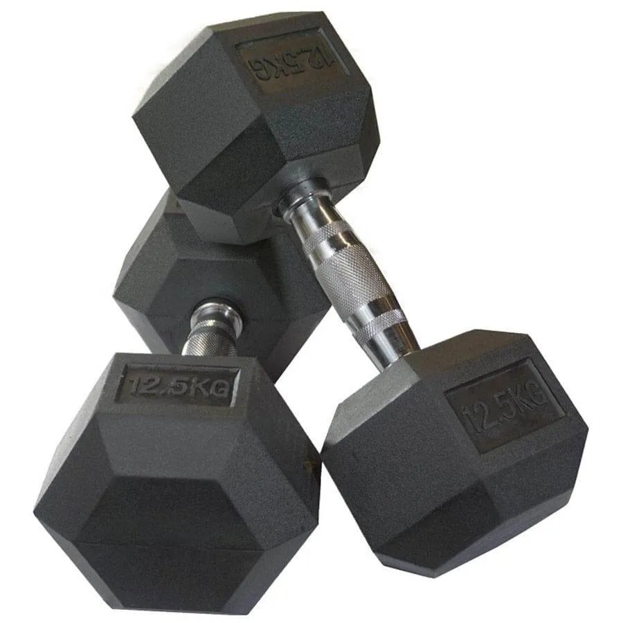 Gymzey Rubber Hex Dumbbells 1kg - 30kg