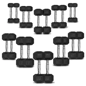 Gymzey Rubber Hex Dumbbells 1kg - 30kg