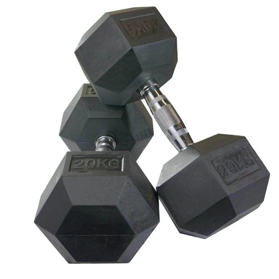 Gymzey Rubber Hex Dumbbells 1kg - 30kg