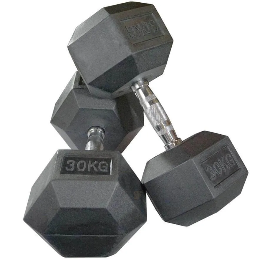 Gymzey Rubber Hex Dumbbells 1kg - 30kg