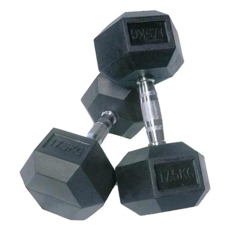 Gymzey Rubber Hex Dumbbells 1kg - 30kg