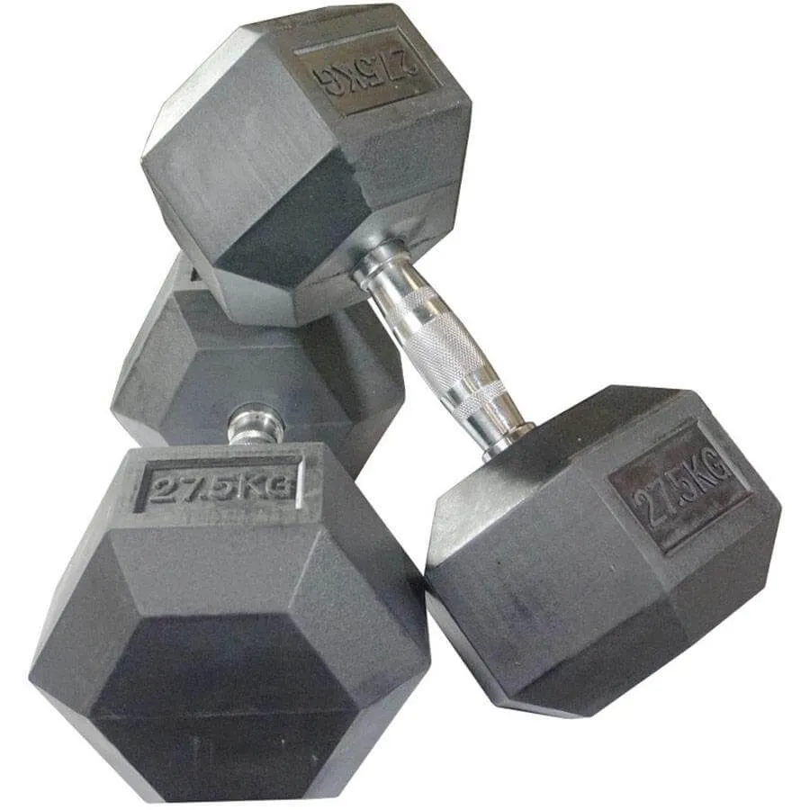 Gymzey Rubber Hex Dumbbells 1kg - 30kg