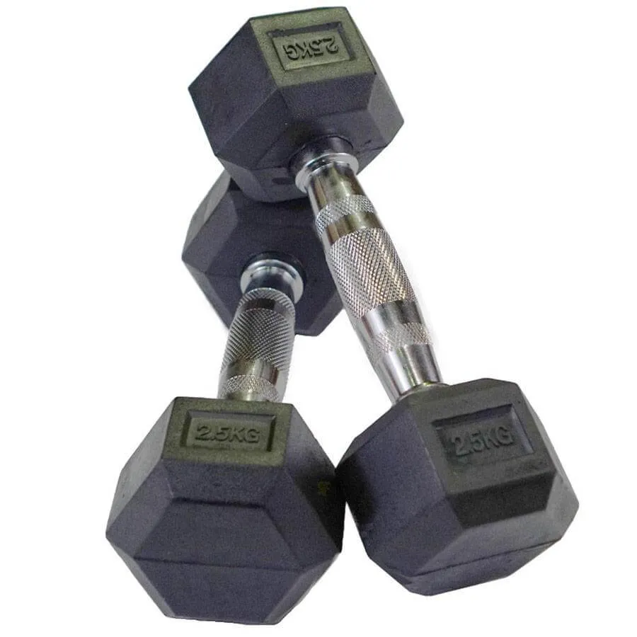Gymzey Rubber Hex Dumbbells 1kg - 30kg