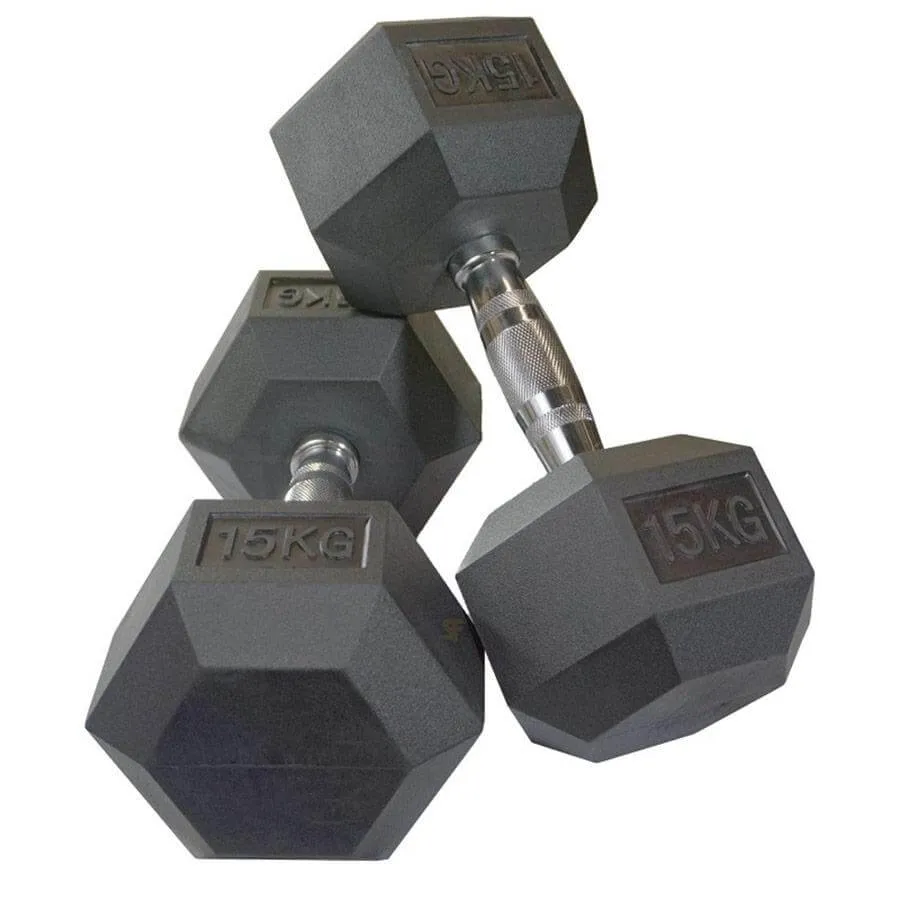 Gymzey Rubber Hex Dumbbells 1kg - 30kg