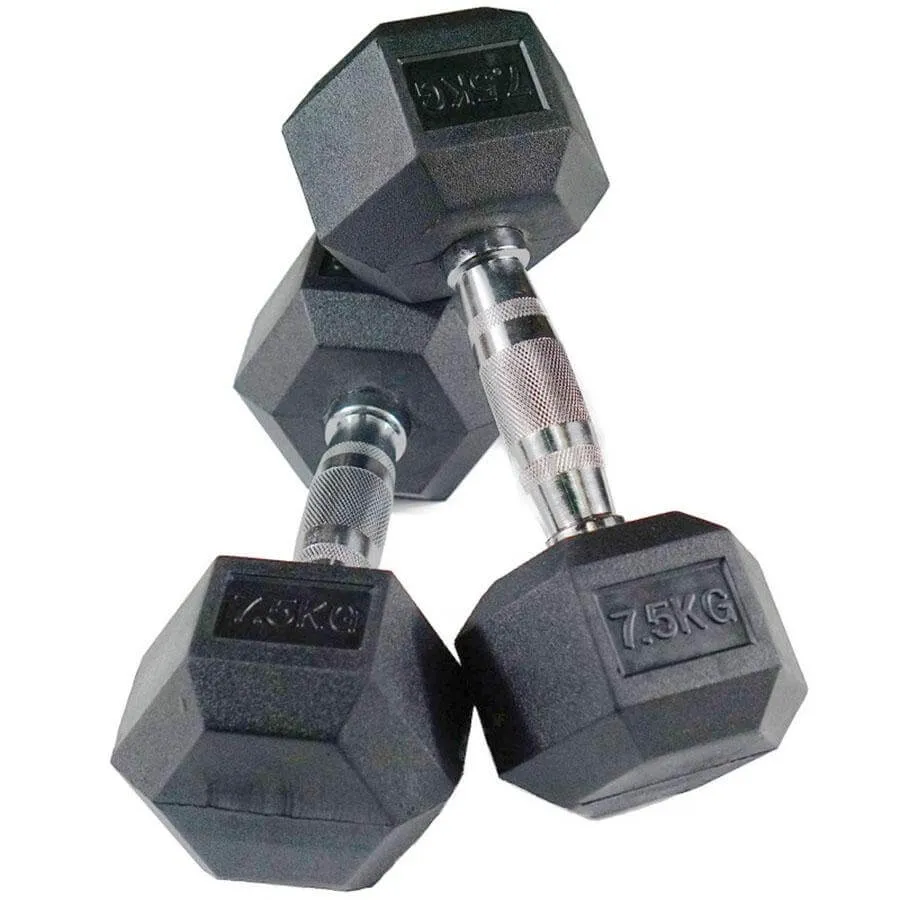 Gymzey Rubber Hex Dumbbells 1kg - 30kg