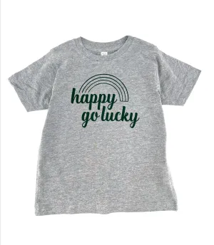 Happy Go Lucky Grey Tee, Cute Unisex Shirt for Saint Patrick’s Day