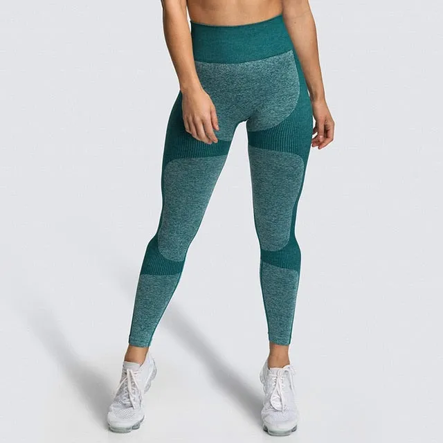 High Waist Yoga Pants Seamless Women Sports Leggings Fitness Solid Athletic Workout Long Tights Gym Running Trousers Girls