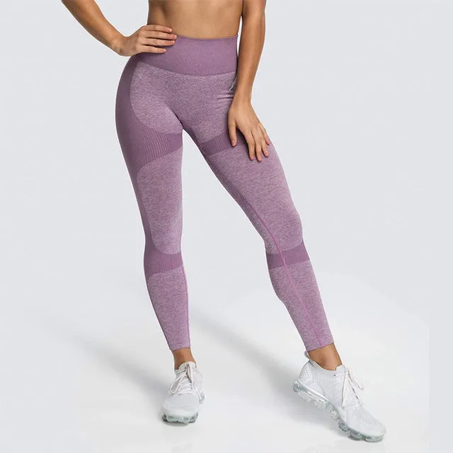 High Waist Yoga Pants Seamless Women Sports Leggings Fitness Solid Athletic Workout Long Tights Gym Running Trousers Girls