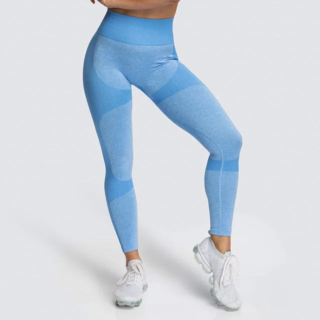 High Waist Yoga Pants Seamless Women Sports Leggings Fitness Solid Athletic Workout Long Tights Gym Running Trousers Girls