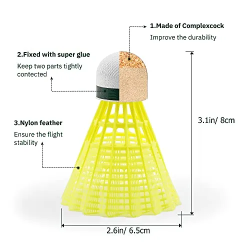 HIRALIY 24 Pack Nylon Badminton Shuttlecocks Birdies, Baseball/Softball Batting Training High Speed Badminton Balls with Stable & Durable, Ideal Hitting Practice for Youth Players Indoor and Outdoor
